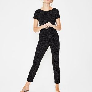 Boden jumpsuit! black + gold polka dots, size 4
